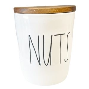 NEW Rae Dunn NUTS Cellar w/Wooden Lid 🐿🌰🐿🥜🐿